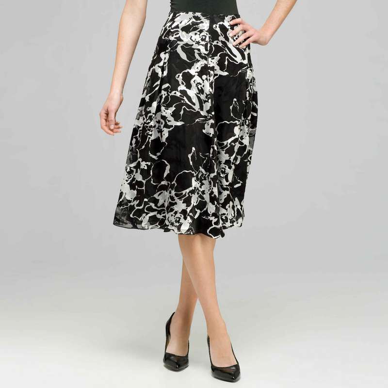 Pleated Flare Skirt., , large